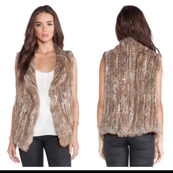 Joie Andoni Real Rabbit Fur Sleeveless Soft Cardigan Vest Sweater - Picture 1 of 16